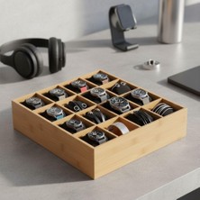 Hype Store Deconox Bambu Çekmece Içi 15 Bölmeli Organizer | Çok Amaçlı Takı, Saat, Çorap, Iç Giyim ve Kemer Düz