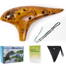 Hype Store Lotmusic At Seramik Ocarina Enstrümanı, 12 Ton Alto C Şarkı Kitabı Taşıma Çantası Teşhir Standı Boyu