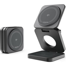 Hype Store Xenon Kablosuz Şarj Standı 3'ü Bir Arada Iphone Watch Mag Safe ile Uyumlu Qi2 15W Hızlı Şarj Cihazı