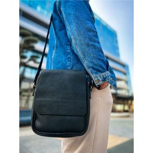 CNT009  Cilt Deri Erkek Yan Omuz Çantası Sıyah