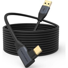 Hype Store 5 Gbps Type-C Vr Data Şarj Kablosu Oculus Quest 2 Için Link Cable 90° Type-C Uç USB 3.2 Kablo 5 Metr