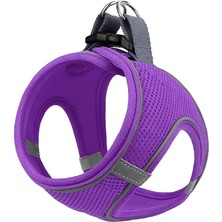 Hype Store Air Mesh Kedi Köpek Göğüs Tasması Çift Reflektörlü, Terletmeyen Tasma (Mor, L)