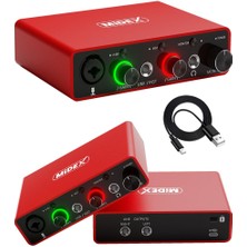 Hype Store GLX-700RD Üst Segment USB Stüdyo Ses Kartı 2 Giriş 2 Çıkış 24BIT/192KHZ