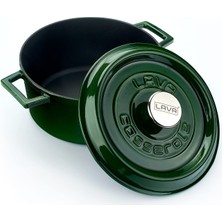 Hype Store Lava Metal Premium Serisi - Döküm Yuvarlak Tencere, 24 Cm, Majolik Yeşil