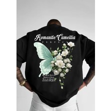 Amor Man Büyük Beden Özel Tasarım Romantıc Camellıa Sırt Baskılı %100 Pamuk Yeni Trend Erkek T-Shırt