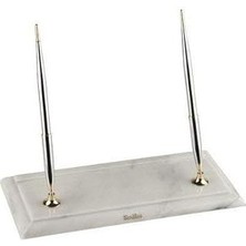 SHC4200 Scrikss Ikili Kalem Masa Takımı Beyaz Mermerli, Dolma Kalem-Dolma Kalem Krom