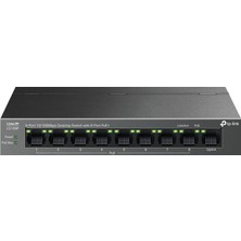 Tp-Lınk LS109P, Green Tech, 8 Port Megabit, Poe 63W, 1 Port Uplink, Long Range 250MT, Yönetilemez, Metal Kasalı Switch