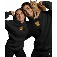 Muhtar Store Sevgililer Günü Sarman Kedi Figürlü Çift Hoodie Kombini