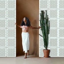 Makta ® Perde Paravan | Lazer Kesim Ahşap Sarkıt Seperatör, 4'lü Panel Levha Seti