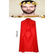 MOYS PARTY & AHSAP Sezar Tacı Altın Yapraklı ve 120 cm Kırmızı Yakalı Pelerin Seti