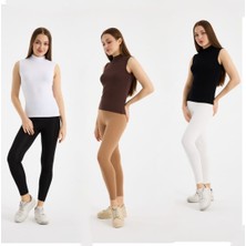 Klc Fashion Klc  Fashion Kadın Siyah Beyaz  Kahve 3'lü Kısa Kol Body