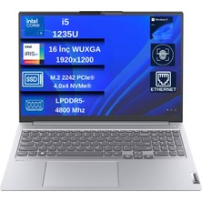 Lenovo Thinkbook 16 Gen4+ Iap Intel Core I5 1235U 4.4ghz 16GB Ddr5 1tb SSD Windows 11 Pro Iris Xe Graphics 16" Wuxga (1920X1200) IPS 300NITS Taşınabilir Bilgisayar+ Mouse Hediyeli 21CY0063TXEX02