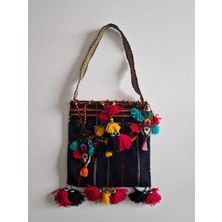 Hobi Kafe Bohem Etkin Omuz Çantası Püsküllü