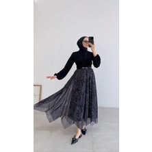 Molly Nelly Kadın Etnik Baskılı Şifon Astarlı Etek