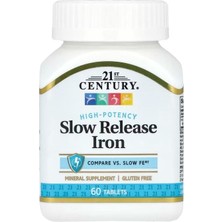 21st Century Slow Release Iron -Yavaş Salınımlı Demir, Yüksek Etkili, 60 Tablet