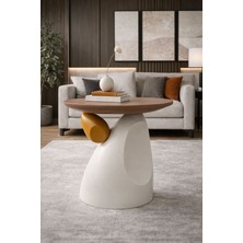 Valda Home Modern Tasarım Yan Sehpa Krem