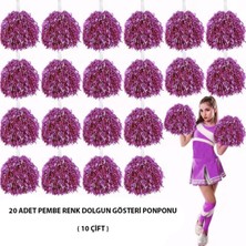 MOYS PARTY & AHSAP 10 Çift ( 20 Adet ) Pembe Renk 23 Nisan 19 Mayıs 29 Ekim Okul Gösteri Ponponları