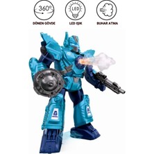 Giffy Oyuncak Interaktif Pilli Sesli Işıklı ve Müzikli Buhar Çıkartan Hareketli Pilli Robot 34 cm - Buhar Atan Müzikli Robot (Kırmızı-Turkuaz)