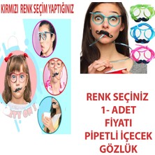 MOYS PARTY & AHSAP Pipetli Parti Gözlüğü - Çocuk ve Yetişkin Bıyıklı Pipet Gözlük Renk Seçiniz