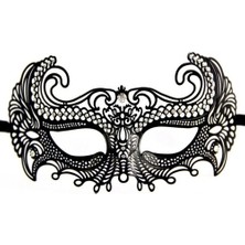 Nevamel Siyah Lazer Kesim Kristal Taşlı Metal Venedik Maskesi