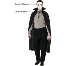 Nevamel Siyah Renk Yakalı Pelerin ve Beyaz Anonim Maske