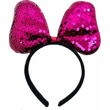 Renk Değiştiren Pullu Payetli Fiyonk Parti Tacı Fuşya Gümüş Renk 20X16 cm