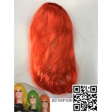 Kırmızı Renk Kısa Peruk Saç -Parti Peruk