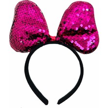 Renk Değiştiren Pullu Payetli Fiyonk Parti Tacı Fuşya Gümüş Renk 20X16 cm