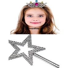 Gümüş Renk Taraklı Model Prenses Kraliçe Tacı ve Yıldız Prenses Asası Taç Model Seçiniz