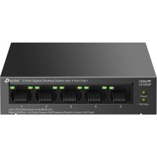 Tp-Lınk LS105GP, Green Tech, 5 Port, Gigabit, 4 Port Poe 65W, Metal Kasa, Yönetilemez, Masaüstü Switch