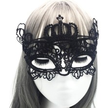 Atesı Siyah Renk Dantel Kesim Dantel Işlemeli Balo Parti Maskesi 9 No
