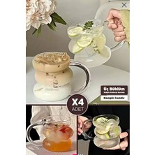 Janset Cam Kupa 350 ml Çay Kahve Kupası Boğumlu Kupa Bardak, Soğuk Kahve