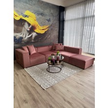 Erduran Mobilya Angelo 5 Modül Gül Kurusu Köşe Koltuk Takımı