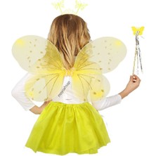 Moys-Sarı Kelebek Kanat Asa Taç ve Tütü Etek Seti-5-12 Yaş Etek