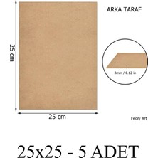 Feoly Art 3 mm 25X25 Mdf Plaka (5 Adet) - Pasta Altlığı, Hobi, Maket, Ahşap El Sanatları (5`li Paket)