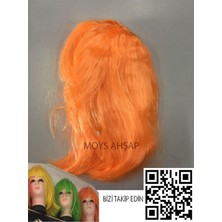 Turuncu Renk Kısa Peruk Saç -Parti Peruk