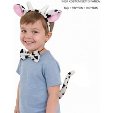 Inek Kostüm Aksesuar Seti 3 Lü - Taç Papyon Kuyruk