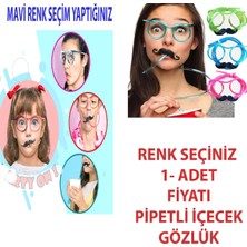 Pipetli Parti Gözlüğü - Çocuk ve Yetişkin Bıyıklı Pipet Gözlük Renk Seçiniz