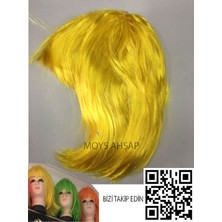 Sarı Renk Kısa Peruk Saç -Parti Peruk