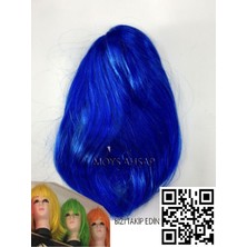 Mavi Renk Kısa Peruk Saç -Parti Peruk