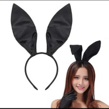 Nevamel Siyah Saten Tavşan Kulak Taç