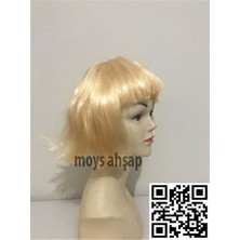 Platin Altın Dore Renk Küt Parti Peruğu Kısa Takma Peruk