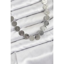 LaraTech Yuvarlak Plaka Model Gümüş Renk Kadın Kolye