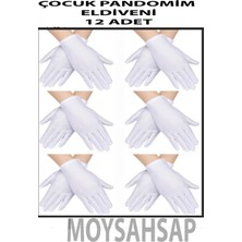 Beyaz Renk Çocuk Boy Likralı Pandomim Eldiveni-12 Adet