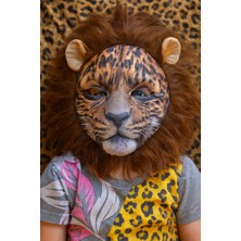 Peluş Saçlı Aslan Maskesi Arkası Lastikli