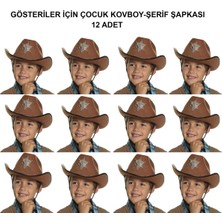 Kovboy Şerif Şapkası Kahve 12 Adet - Kostüm, Parti ve Gösteri Şapkası