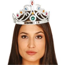 Gümüş Renk Plastik Prenses Tacı Kraliçe Tacı 60 cm