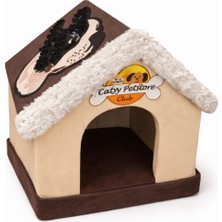 Balpet Alt Tabanlı Peluş Kedi Evi Kulübe Tipi Yumuşak Kedi Yuvası – Bej Kahverengi