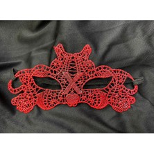 Kırmızı Dantel Masquerade Maskesi Çift Taraflı 10 No
