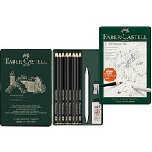 SHC4200 Faber-Castell Pitt Matt Dereceli Kalem Seti, 11 Parça, Mat Siyah Ton, 14B Kalem, Geçiş Kalemi
